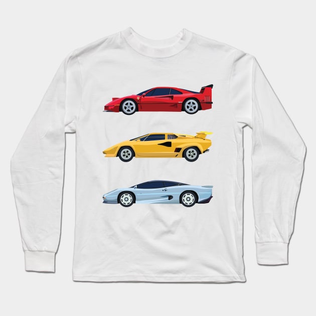 European Dream Cars; early 90s heroes Long Sleeve T-Shirt by Vertei